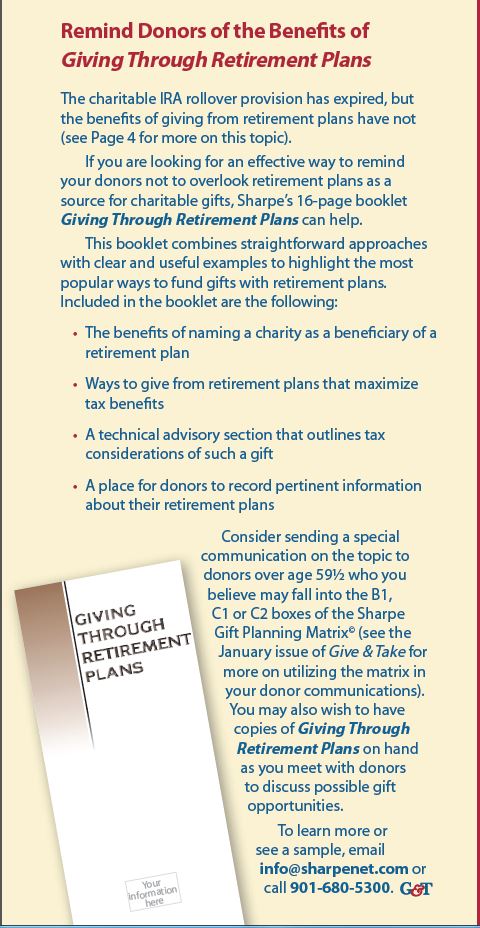 giving through retirement plans