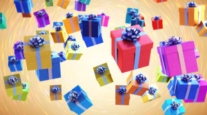 Colorful presents in circular motion