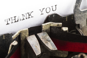 Typewriter with text thank you