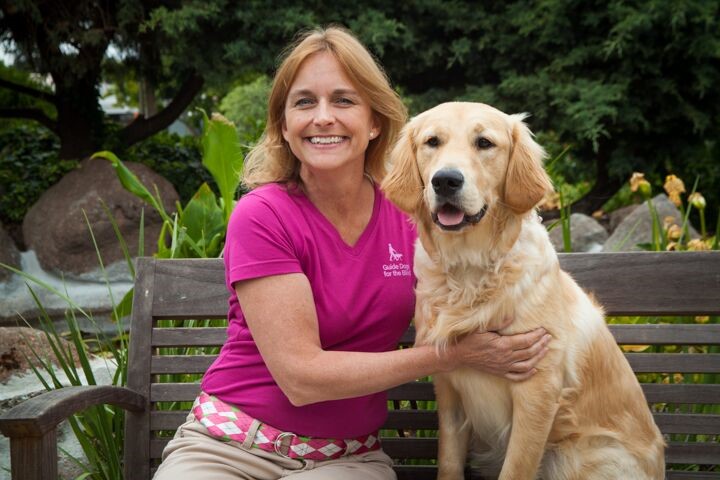 Sue Dishart and friend at Guide Dogs for the Blind