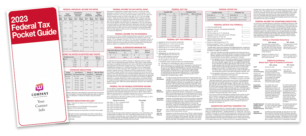 2023 federal tax pocket guide spread