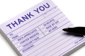 Thanking donors notepad