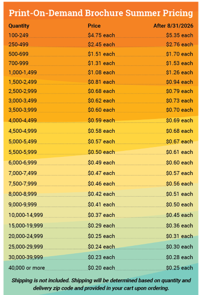 brochures pricing chart
